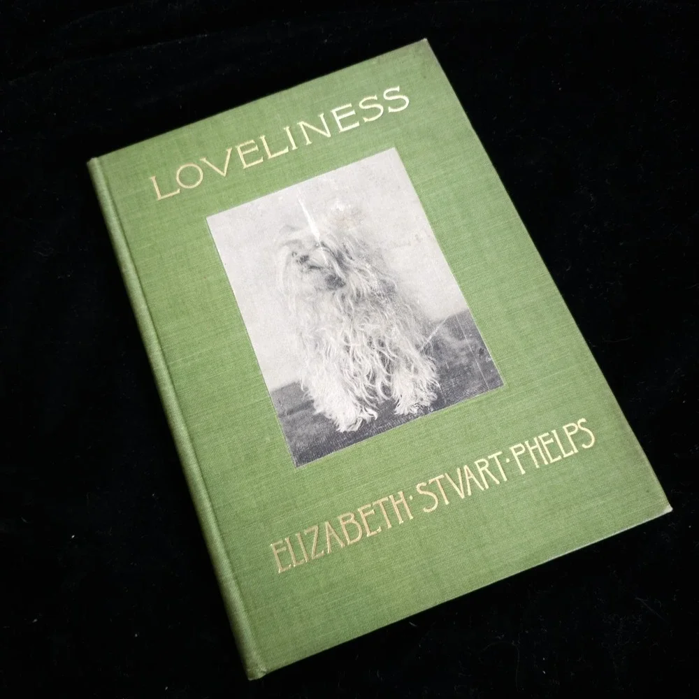 Loveliness By Elizabeth Stuart Phelps Green Book w/ Dog 1899 Antiquarian Novel